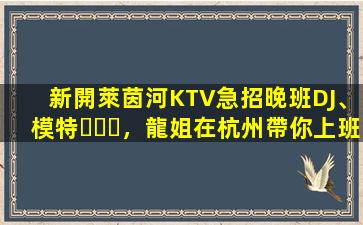 新開萊茵河KTV急招晚班DJ、模特，龍姐在杭州帶你上班